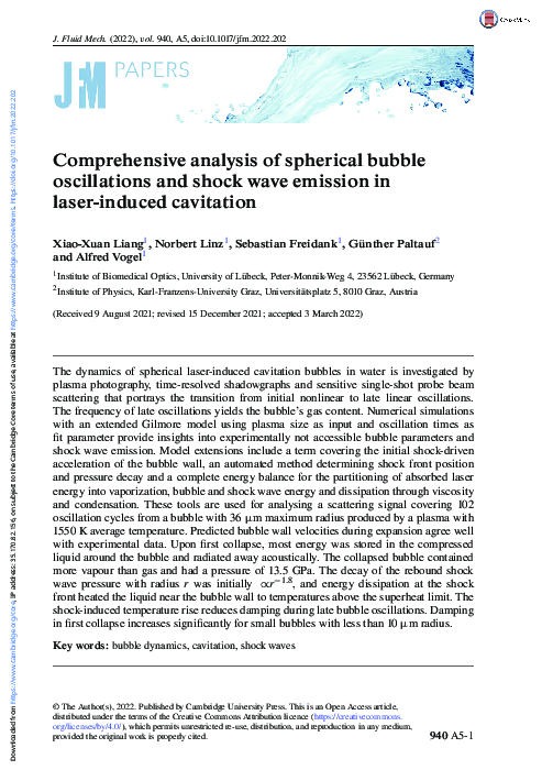 (PDF) Comprehensive analysis of spherical bubble oscillations and shock ...