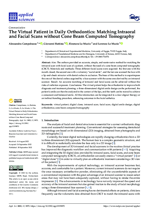 (PDF) The Virtual Patient in Daily Orthodontics: Matching Intraoral and ...