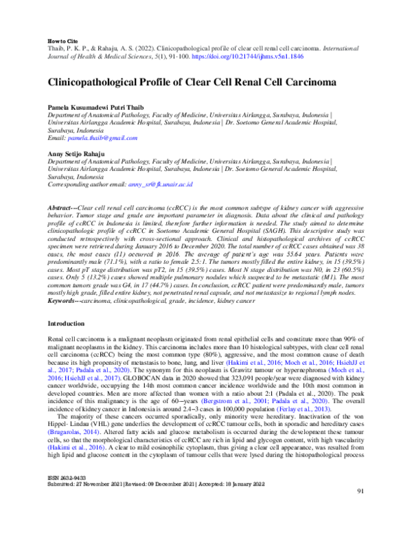 (PDF) Clinicopathological profile of clear cell renal cell carcinoma