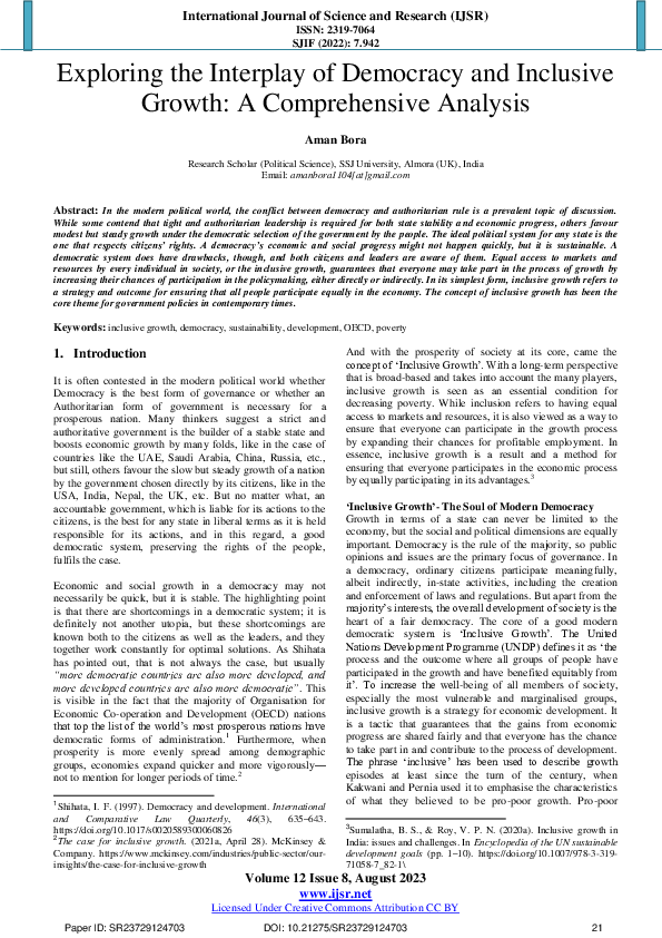 (PDF) Exploring the Interplay of Democracy and Inclusive Growth: A ...