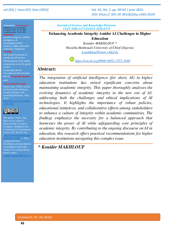 (PDF) Enhancing Academic Integrity Amidst AI Challenges in Higher Education