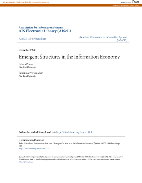 (PDF) Emergent Structures in the Information Economy