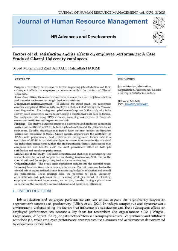 (PDF) Factors of job satisfaction and its effects on employee ...