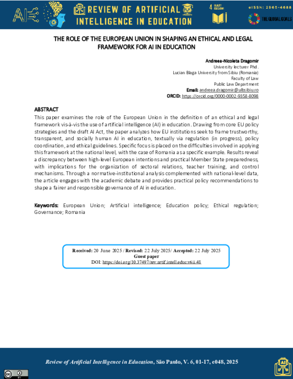 (PDF) The role of the European Union in shaping an ethical and legal ...