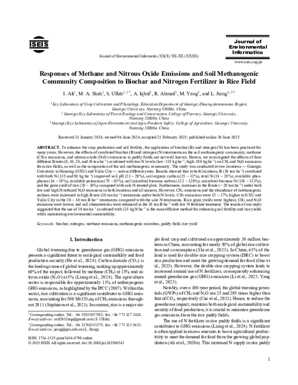 (PDF) Responses of Methane and Nitrous Oxide Emissions and Soil ...