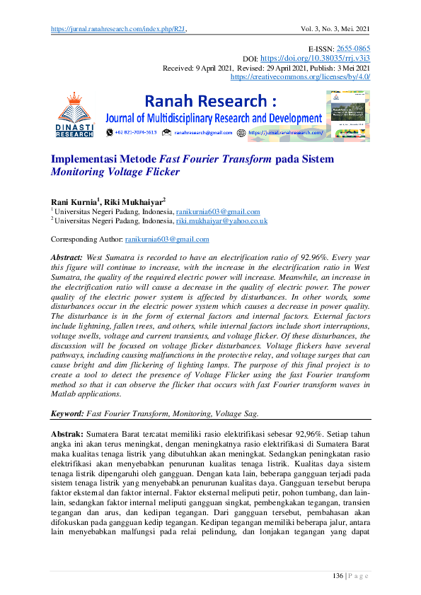 (PDF) Implementasi Metode Fast Fourier Transform pada Sistem Monitoring ...