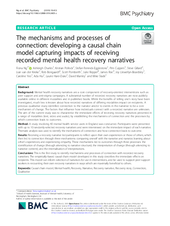(PDF) The mechanisms and processes of connection: developing a causal ...