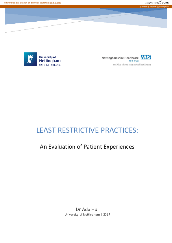 (PDF) Least restrictive practices: an evaluation of patient experiences