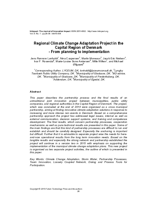 Picture of (PDF) Regional Climate Change Adaptation Project in the Capital Region ...