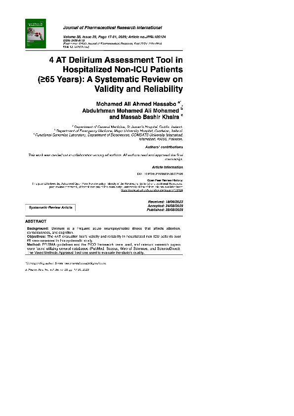 (PDF) View of 4 AT Delirium Assessment A Systematic Review on Validity ...