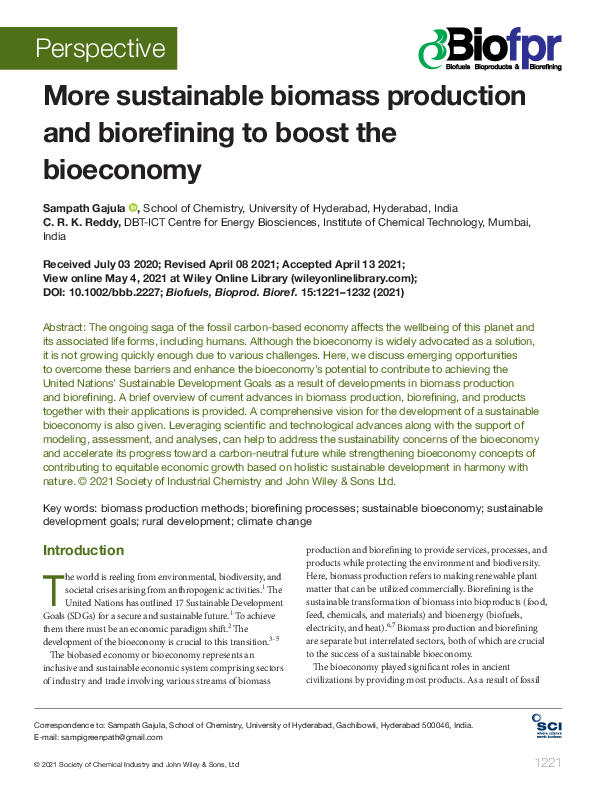 (PDF) More sustainable biomass production and biorefining to boost the ...