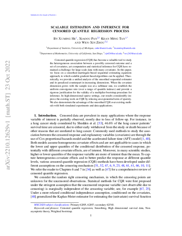 (PDF) Scalable estimation and inference for censored quantile ...