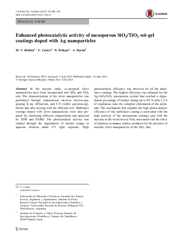 (PDF) Enhanced photocatalytic activity of mesoporous SiO2/TiO2 sol–gel ...