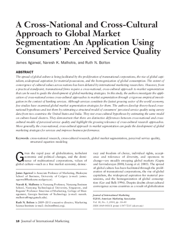 (PDF) A Cross-National and Cross-Cultural Approach to Global Market ...