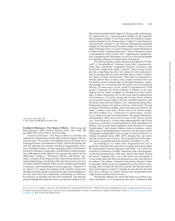 (PDF) Feathered Dinosaurs: The Origin of Birds