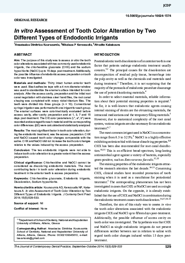 (PDF) In vitro Assessment of Tooth Color Alteration by Two Different ...