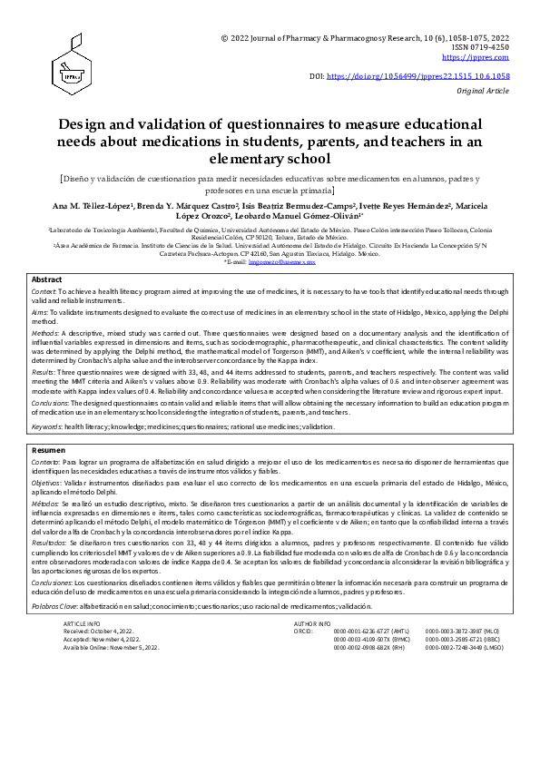 (PDF) Design and validation of questionnaires to measure educational ...