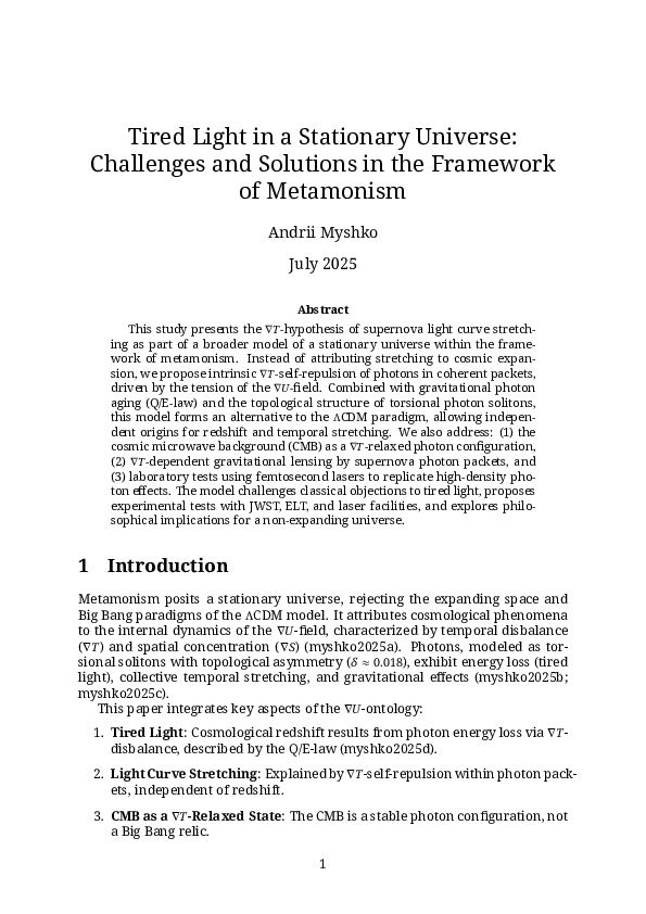 (PDF) Tired Light in a Stationary Universe: Challenges and Solutions in ...