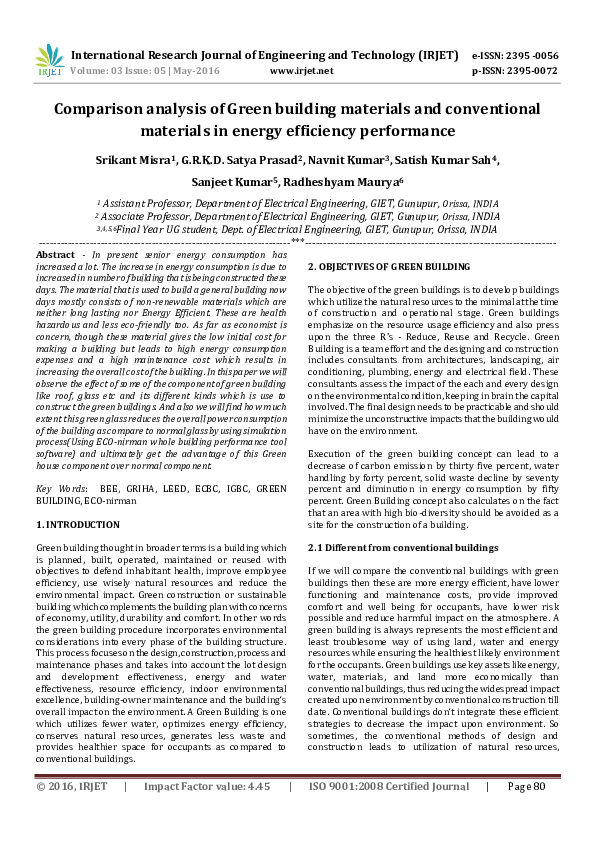 (PDF) Comparison analysis of Green building materials and conventional ...