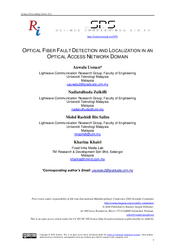 (PDF) Optical Fiber Fault Detection and Localization in an Optical ...