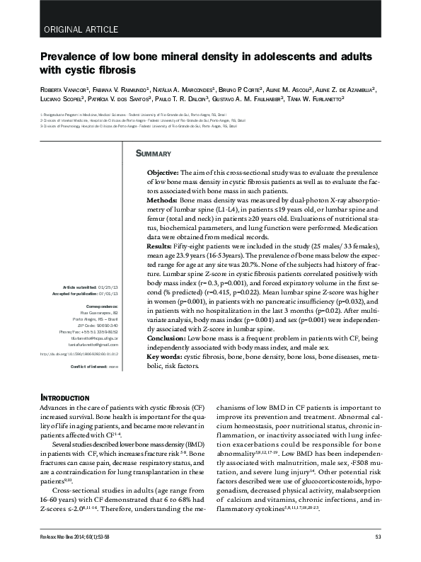 (PDF) Prevalence of low bone mineral density in adolescents and adults ...