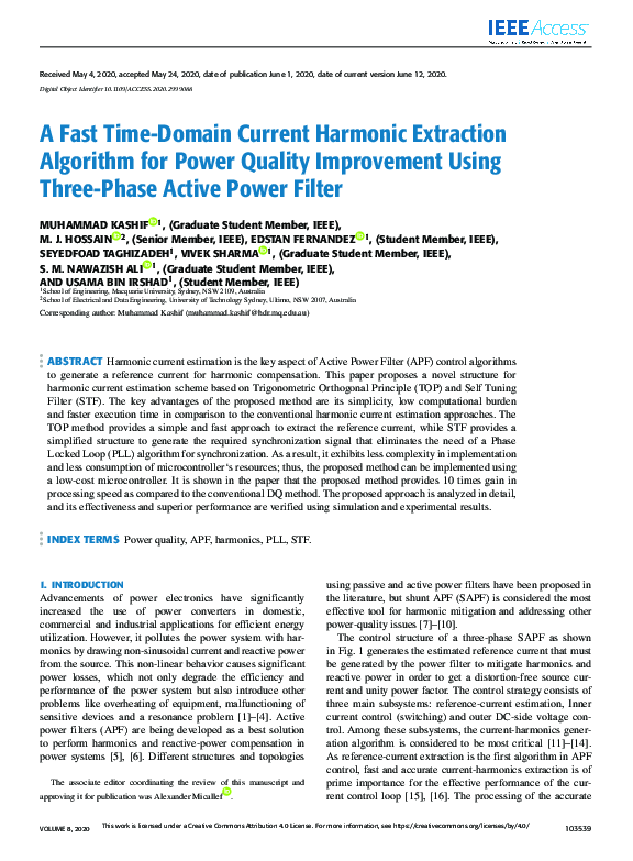 (PDF) A Fast Time-Domain Current Harmonic Extraction Algorithm for ...