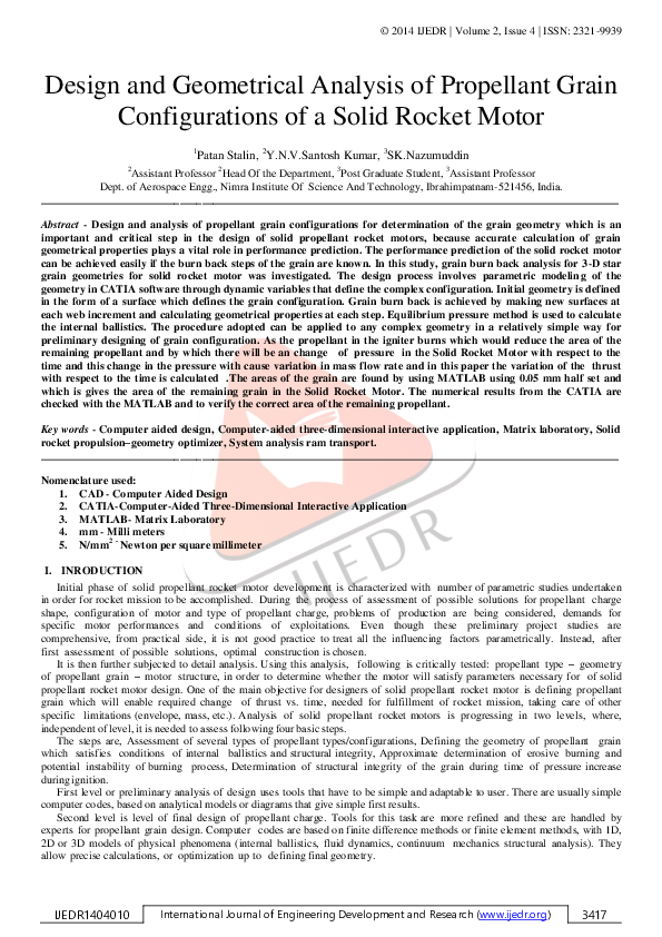 (PDF) Design and Geometrical Analysis of Propellant Grain ...