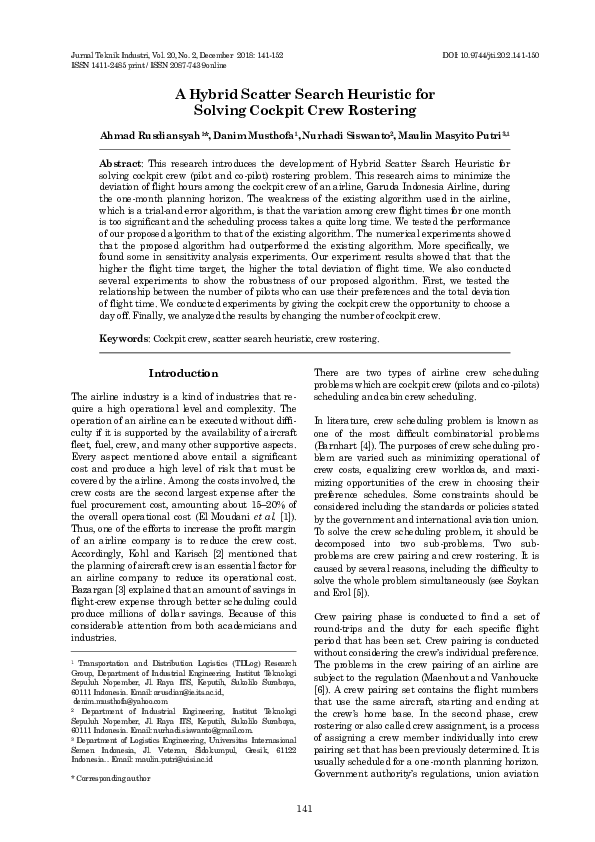 (PDF) A Hybrid Scatter Search Heuristic Algorithm for Solving Cockpit ...