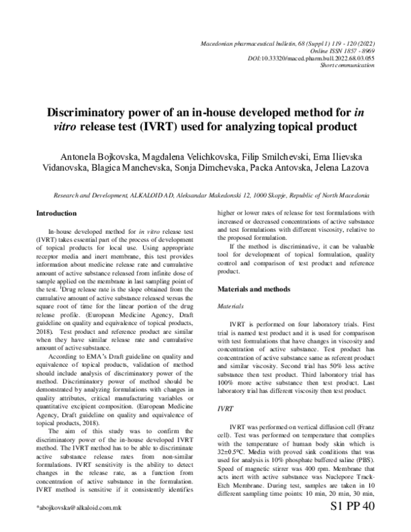 (PDF) Discriminatory power of an in-house developed method for in vitro ...