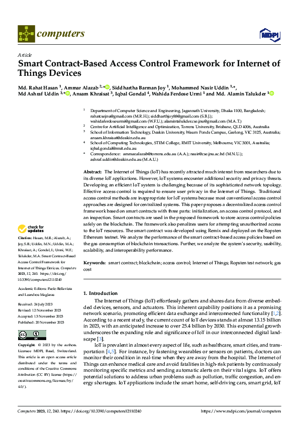 (PDF) Smart Contract-Based Access Control Framework for Internet of ...