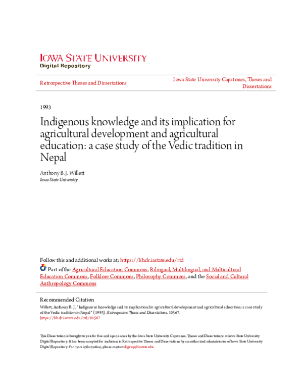 (PDF) Indigenous knowledge and its implication for agricultural ...