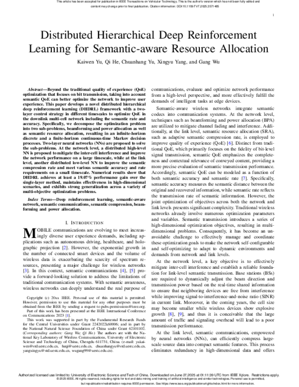 (PDF) Distributed Hierarchical Deep Reinforcement Learning for Semantic ...