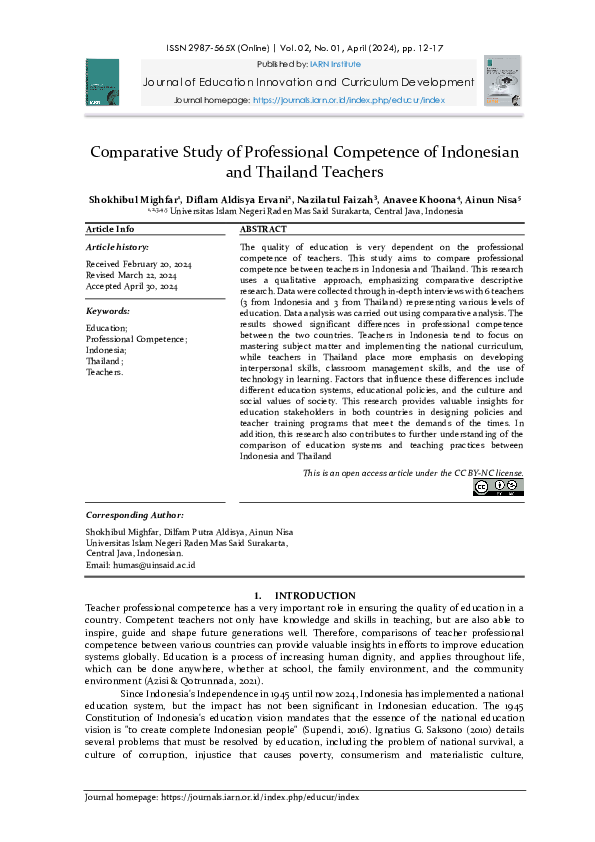 (PDF) Comparative Study of Professional Competence of Indonesian and ...