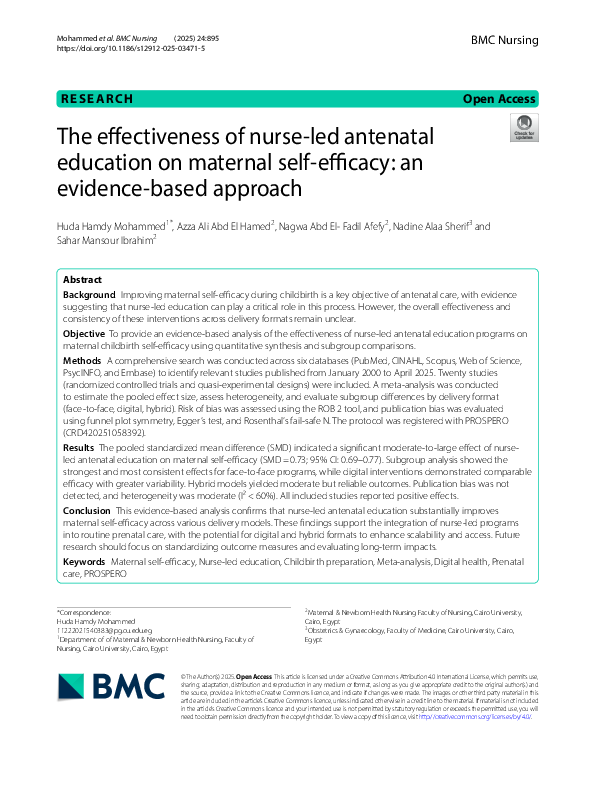 (PDF) The effectiveness of nurse-led antenatal education on maternal ...