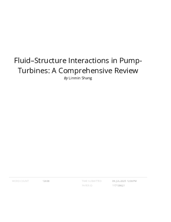 (PDF) Fluid-Structure Interactions in Pump-Turbines: A Comprehensive Review