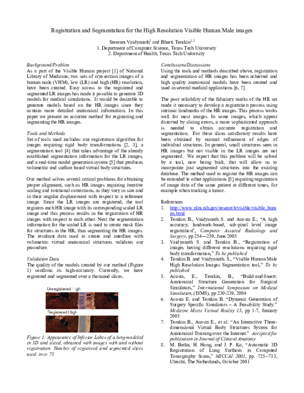 (PDF) Registration and segmentation for the high resolution visible ...