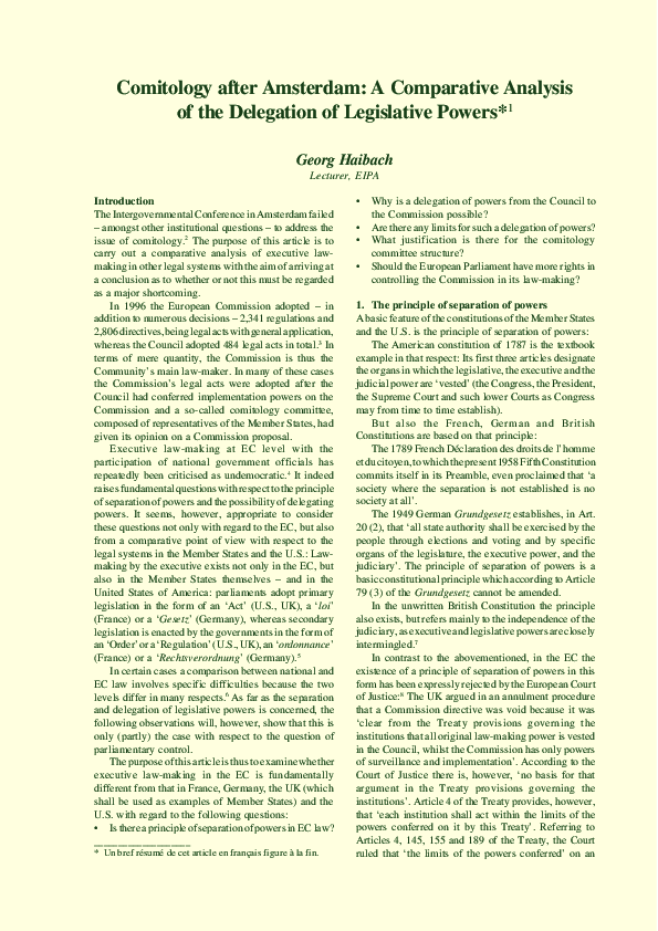 (PDF) Comitology after Amsterdam: A Comparative Analysis of the ...