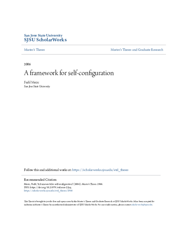 (PDF) A framework for self-configuration