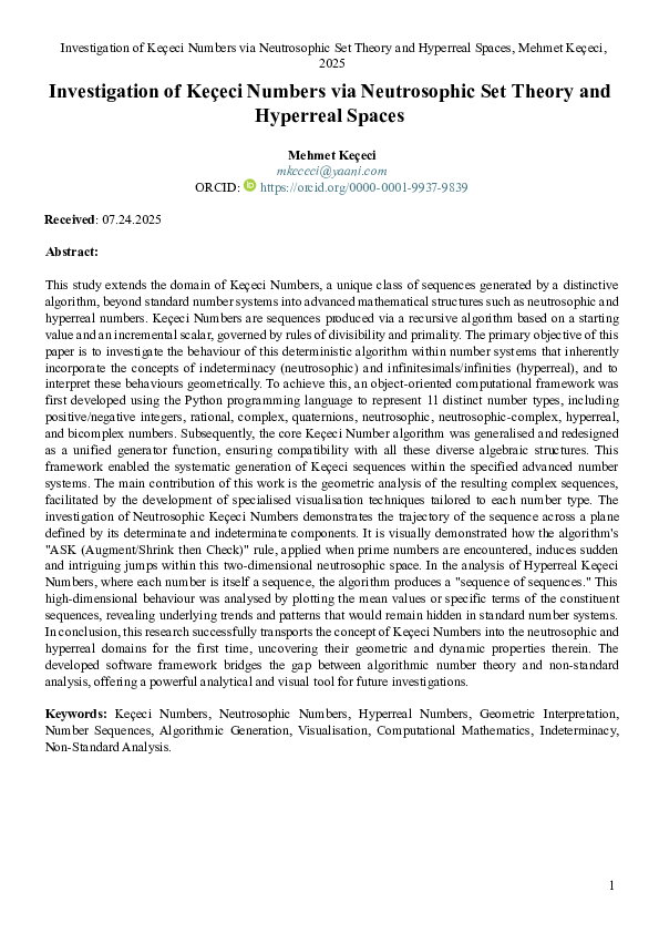 (PDF) Investigation of Keçeci Numbers via Neutrosophic Set Theory and ...