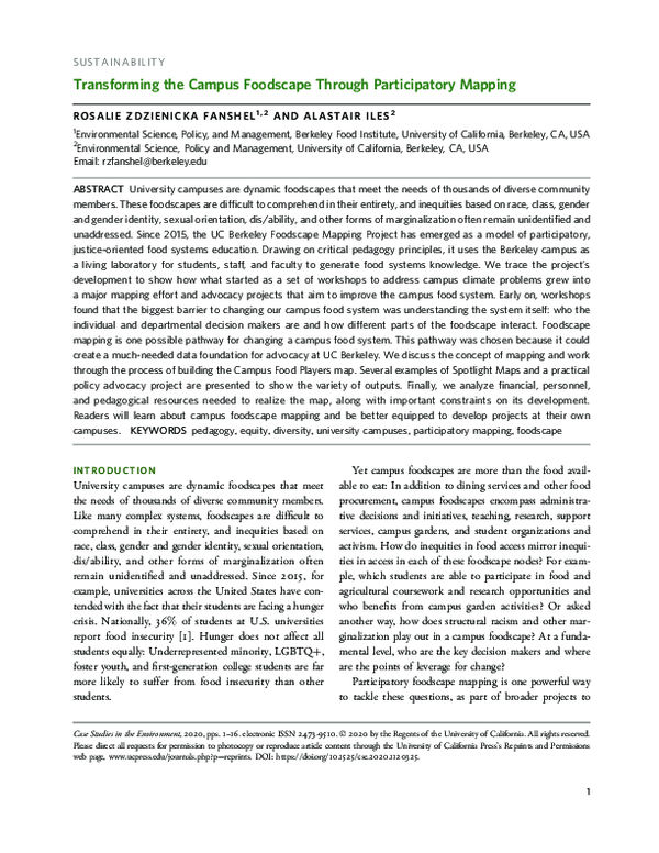 (PDF) Transforming the Campus Foodscape Through Participatory Mapping