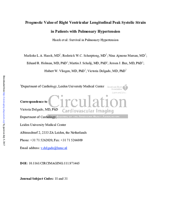 (PDF) Prognostic Value of Right Ventricular Longitudinal Peak Systolic ...