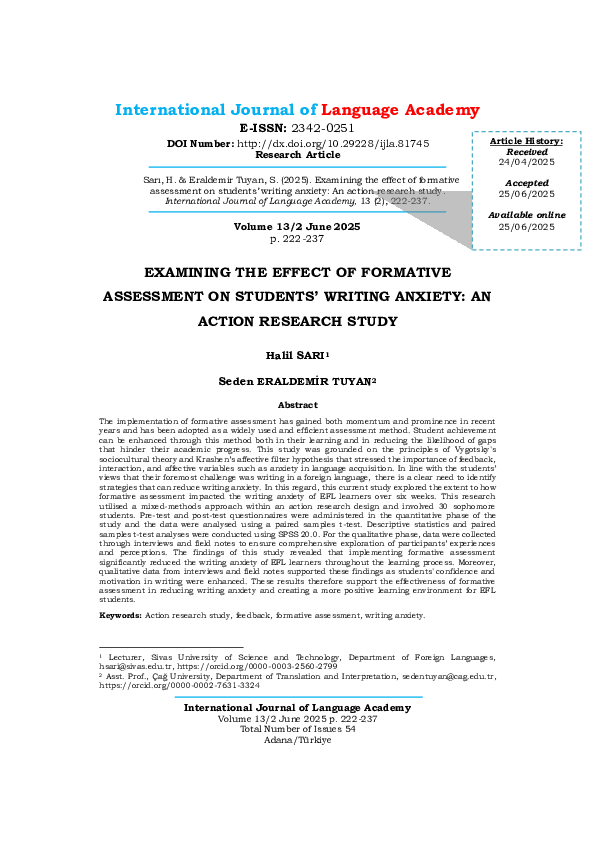 (PDF) EXAMINING THE EFFECT OF FORMATIVE ASSESSMENT ON STUDENTS’ WRITING ...