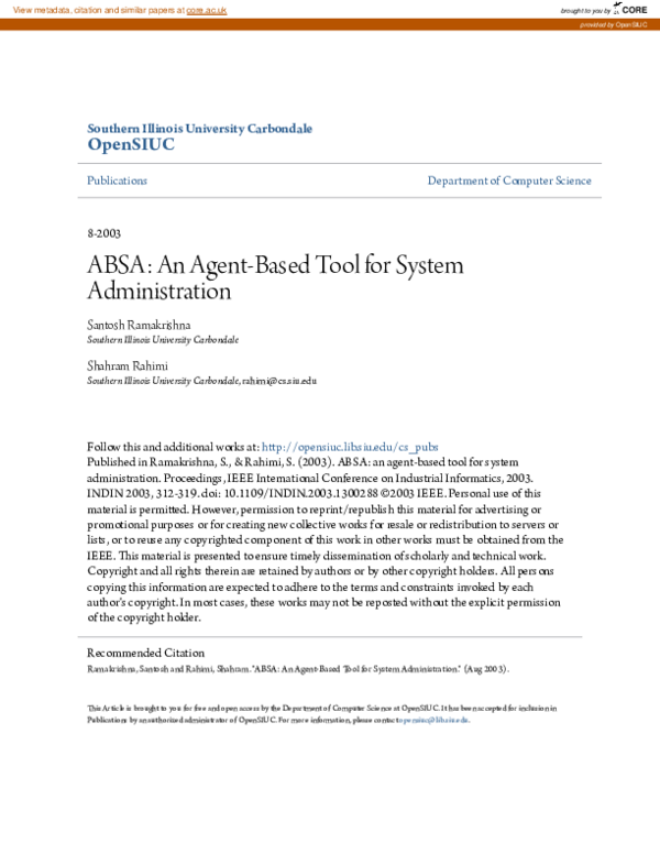 (PDF) Absa: an agent-based tool for system administration
