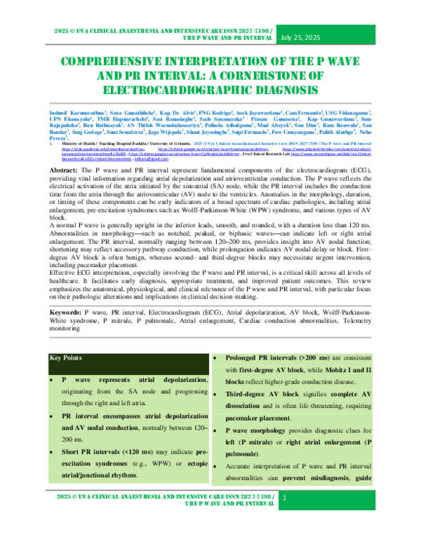(PDF) Interpretation of the P Wave and PR Interval