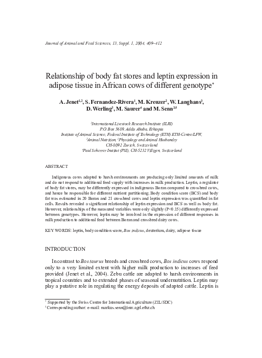 (PDF) Relationship of body fat stores and leptin expression in adipose ...