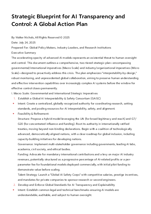 (PDF) Strategic Blueprint for AI Transparency and Control: A Global ...