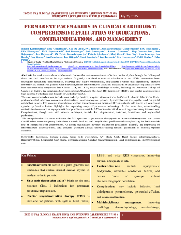 (PDF) Permanent Pacemakers in Clinical Cardiology Comprehensive Evaluation