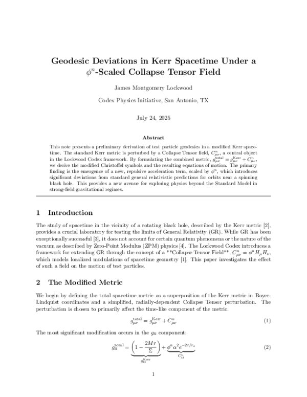 (PDF) Geodesic Deviations in Kerr Spacetime Under a ϕ n -Scaled ...