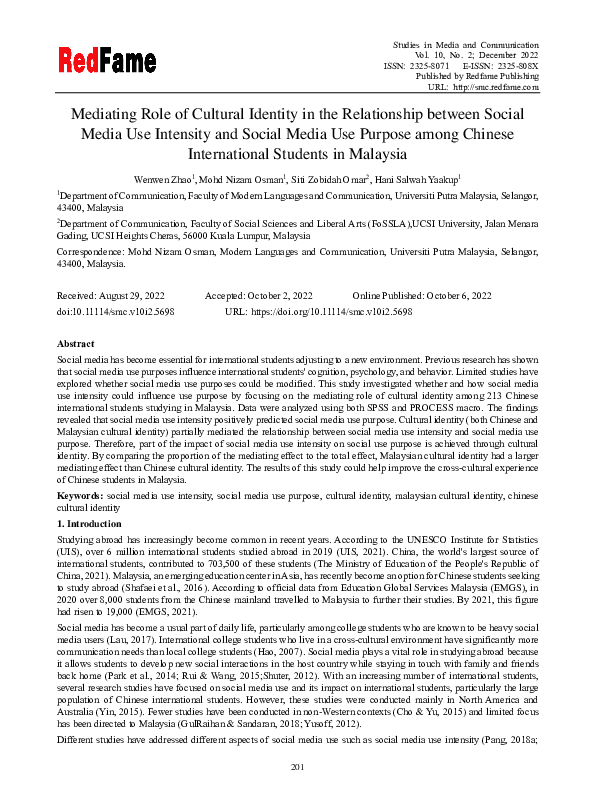 (PDF) Mediating Role of Cultural Identity in the Relationship between ...