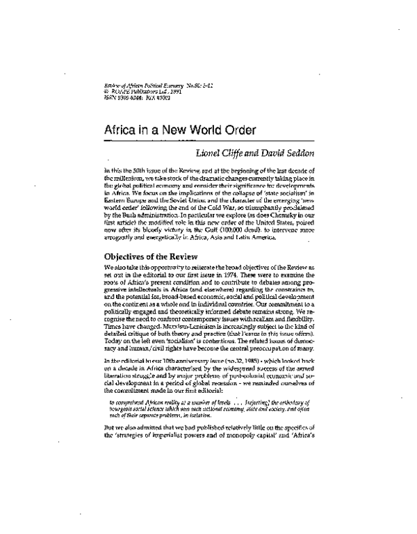 (PDF) Africa in a new world order
